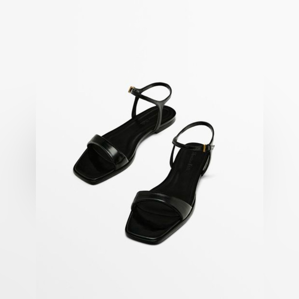 NWOT Massimo Dutti Flat Creased Patent Finish Sandal